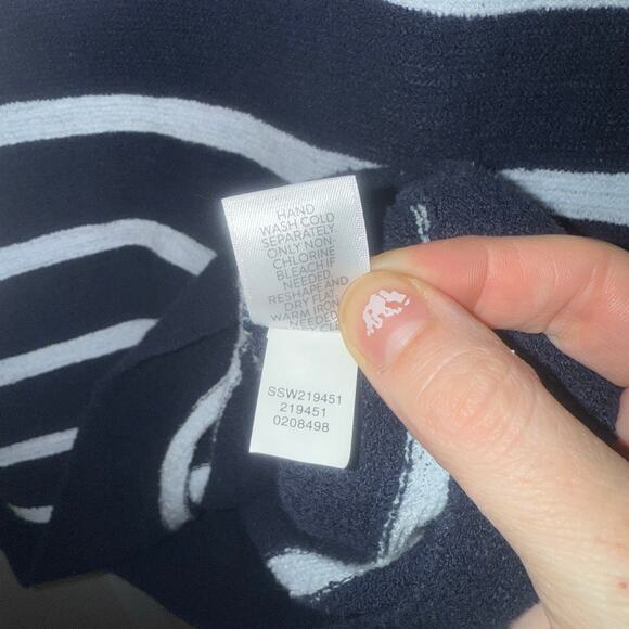 J. Jill navy and white stripe lightweight sweater size Small cotton knit coastal - Picture 4 of 5